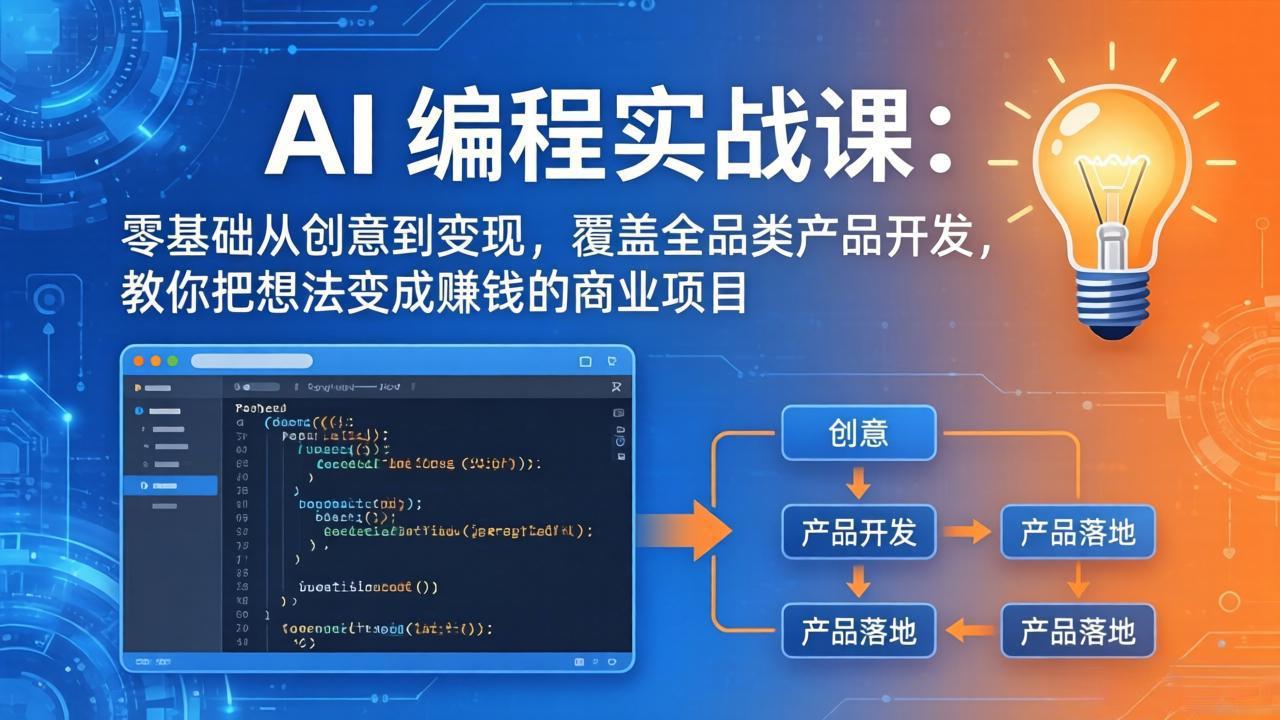 AI编程实战课-第三期-5月9更新:零基础从创意到变现,覆盖全品类产品开发,把想法变成赚钱项目-卡益网激活码商城