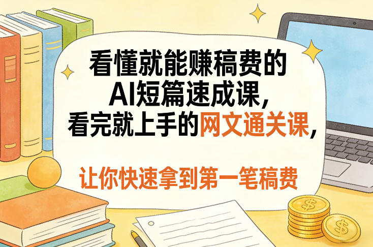 看懂就能賺稿费的AI短篇速成课，看完就上手的网文通关课，让你快速拿到第一笔稿费(更新5月)-卡益网激活码商城