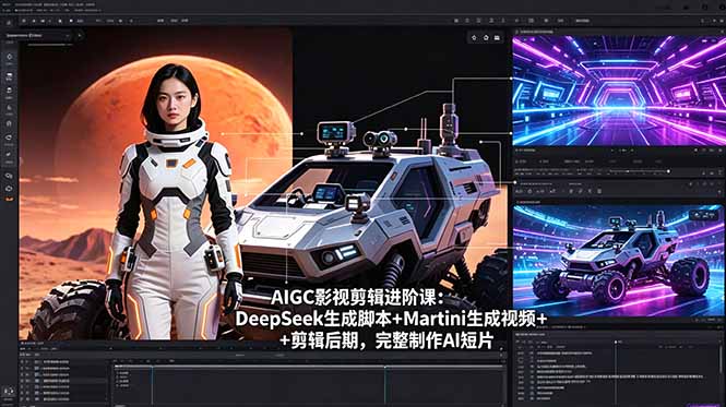 AIGC影视剪辑进阶课：DeepSeek生成脚本+Martini生成视频+剪辑后期，完整制作AI短片-卡益网激活码商城