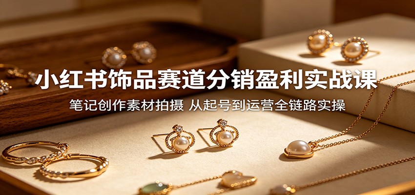 小红书饰品赛道分销盈利实战课：笔记创作素材拍摄，从起号到运营全链路实操-卡益网激活码商城