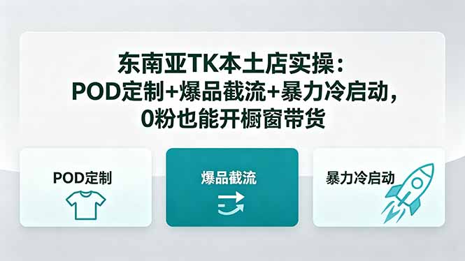 东南亚TK本土店实操-5月更新：POD定制+爆品截流+暴力冷启动，0粉也能开橱窗带货-卡益网激活码商城