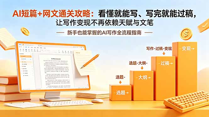 AI短篇+网文通关攻略-更新4月：看懂就能写、写完就能过稿，让写作变现不再依赖天赋与文笔-卡益网激活码商城