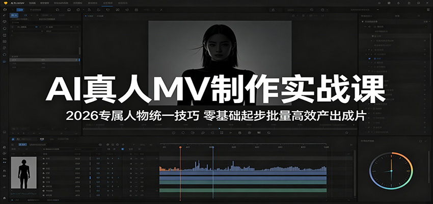 AI真人MV制作实战课：2026专属人物统一技巧，零基础起步批量高效产出成片-卡益网激活码商城