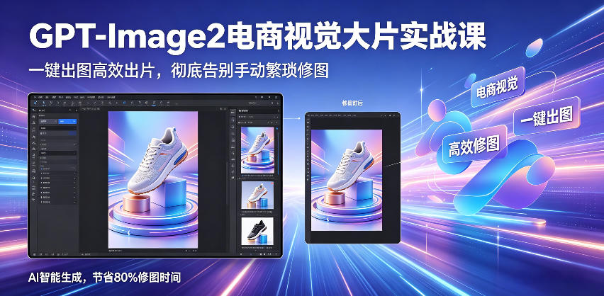 GPT-Image2电商视觉大片实战课，一键出图高效出片，彻底告别手动繁琐修图-卡益网激活码商城