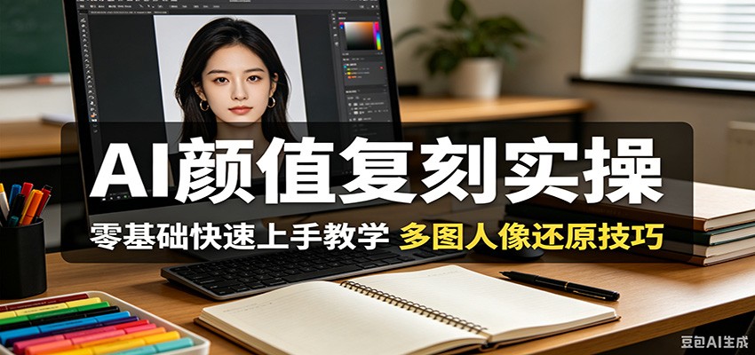 AI颜值复刻实操，零基础快速上手教学，多图人像还原技巧-卡益网激活码商城