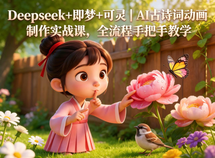 Deepseek+即梦+可灵｜AI古诗词动画制作实战课，全流程手把手教学-卡益网激活码商城