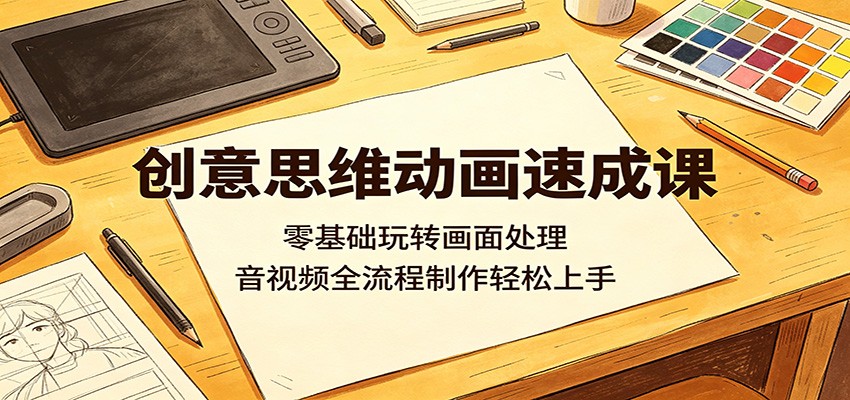 创意思维动画速成课：零基础玩转画面处理，音视频全流程制作轻松上手-卡益网激活码商城