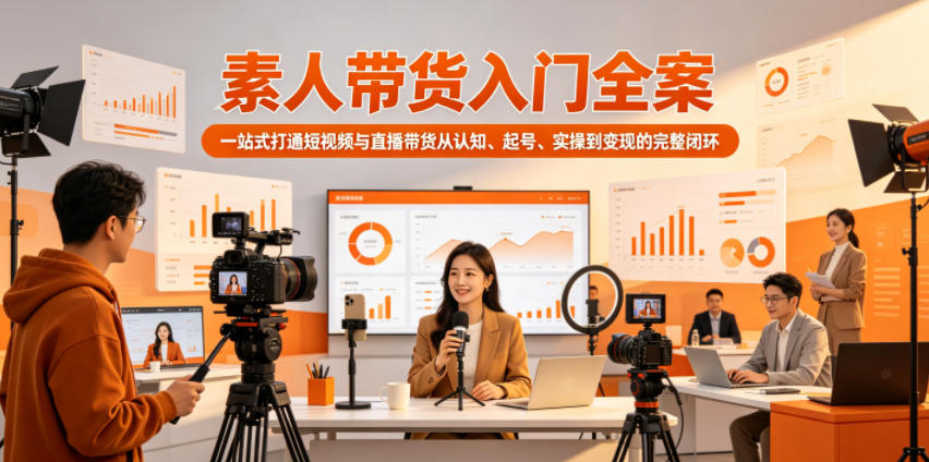 素人带货入门全案，一站式打通短视频与直播带货从认知、起号、实操到变现的完整闭环-卡益网激活码商城
