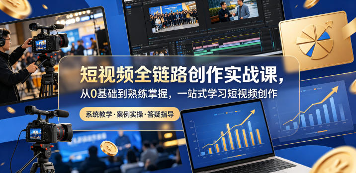 短视频全链路创作实战课，从0基础到熟练掌握，一站式学习短视频创作-卡益网激活码商城