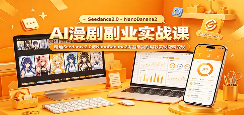 AI漫剧副业实战课:精通Seedance2.0与NanoBanana2零基础复刻爆款实现涨粉变现-卡益网激活码商城