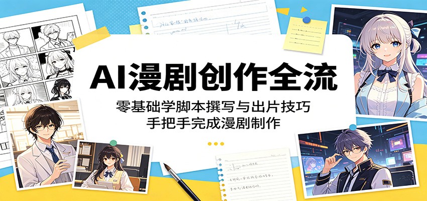AI漫剧创作全流程:零基础学脚本撰写与出片技巧,手把手完成漫剧制作-卡益网激活码商城