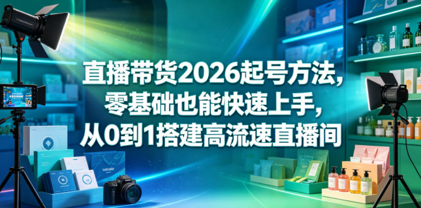 直播带货2026起号方法，零基础也能快速上手，从0到1搭建高流速直播间-卡益网激活码商城