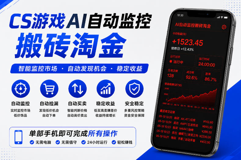 CS游戏AI自动监控搬砖淘金，稳定运行多年，支持任何形式验证，日入300+【揭秘】-卡益网激活码商城