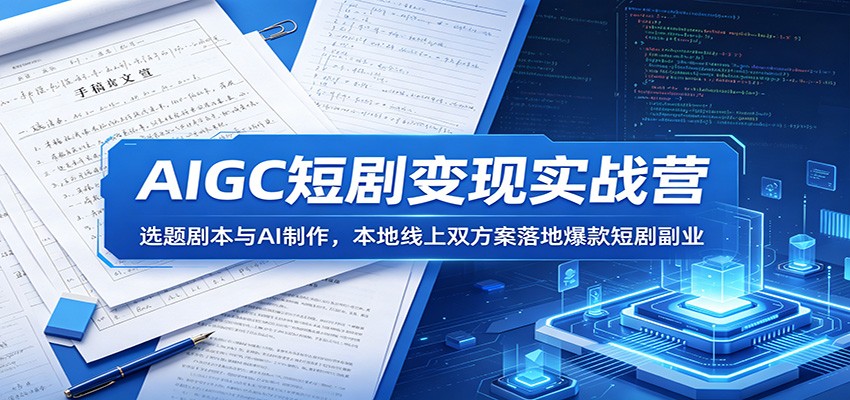 AIGC短剧变现实战营：选题剧本与AI制作，本地线上双方案落地爆款短剧副业-卡益网激活码商城