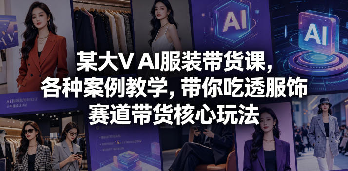 某大V AI服装带货课，各种案例教学，带你吃透服饰赛道带货核心玩法-卡益网激活码商城