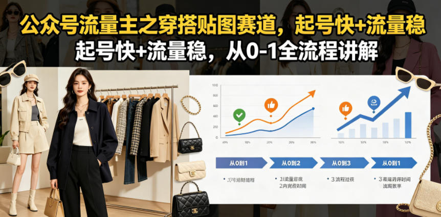 公众号流量主之穿搭贴图赛道，起号快+流量稳，从0-1全流程讲解-卡益网激活码商城
