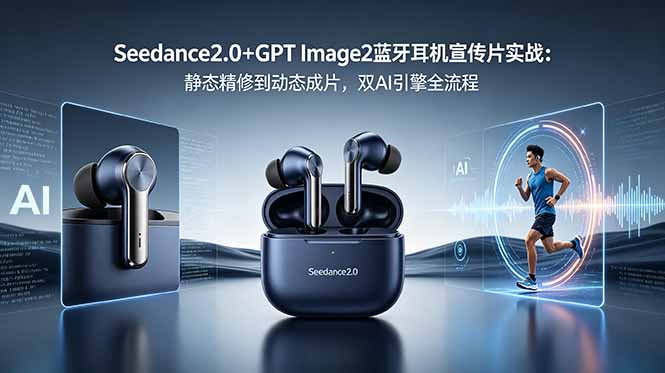 Seedance2.0+GPT Image2蓝牙耳机宣传片实战：静态精修到动态成片，双AI引擎全流程-卡益网激活码商城