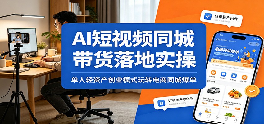 AI短视频同城带货落地实操：单人轻资产创业模式玩转电商同城爆单-卡益网激活码商城