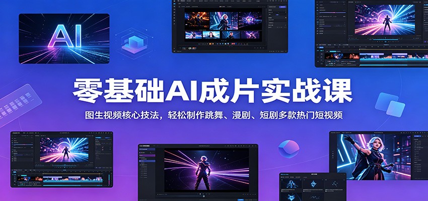 零基础AI成片实战课：图生视频核心技法，轻松制作跳舞、漫剧、短剧多款热门短视频-卡益网激活码商城