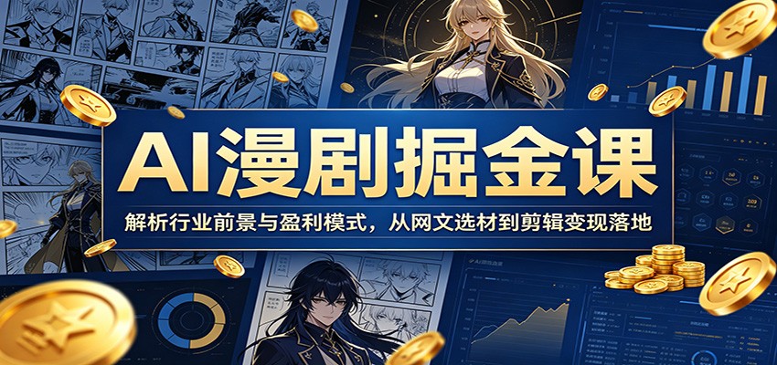 AI漫剧掘金课：解析行业前景与盈利模式，从网文选材到剪辑变现落地-卡益网激活码商城