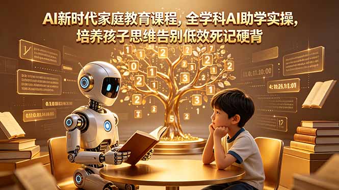 AI新时代家庭教育课程，全学科AI助学实操，培养孩子思维告别低效死记硬背-卡益网激活码商城