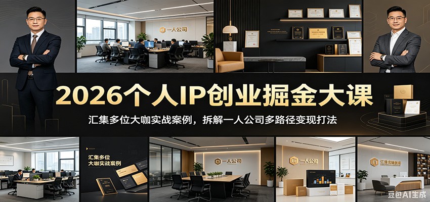 2026个人IP创业掘金大课：汇集多位大咖实战案例，拆解一人公司多路径变现打法-卡益网激活码商城