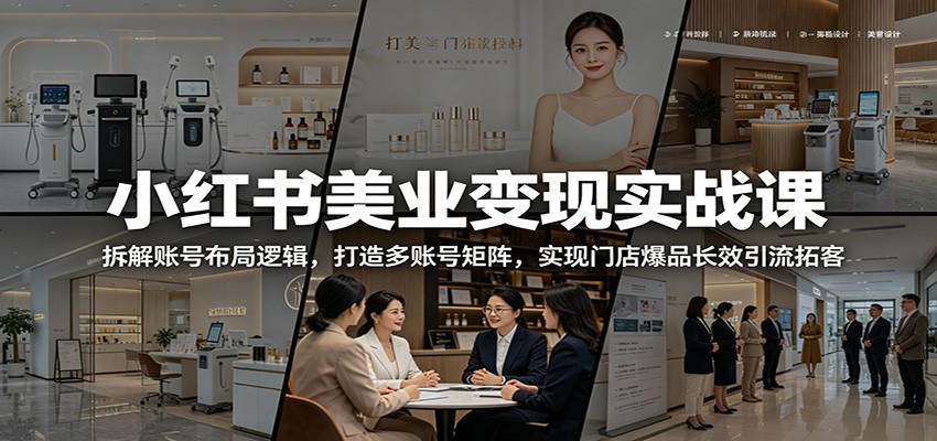 小红书美业变现实战课：拆解账号布局逻辑，打造多账号矩阵，实现门店爆品长效引流拓客-卡益网激活码商城