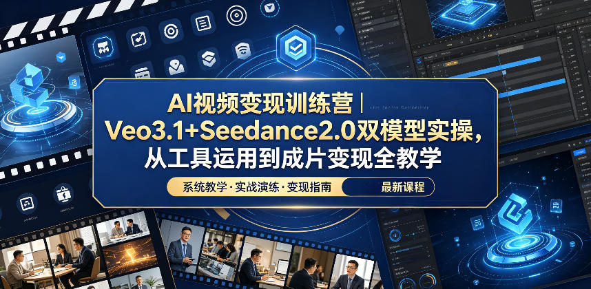 AI视频变现训练营｜Veo3.1+Seedance2.0双模型实操，从工具运用到成片变现全教学-卡益网激活码商城