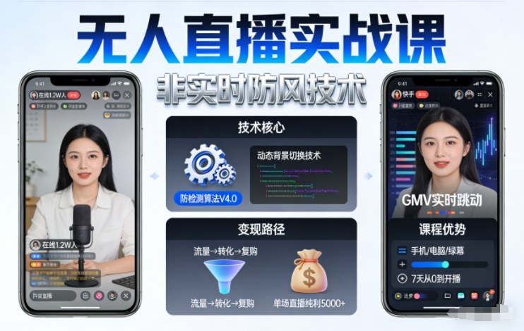 宝子哥无人直播实战课，非实时防风技术，聚焦抖音快手等平台直播带货，轻松开启直播变现之路(更新2026年6月7日)-卡益网激活码商城