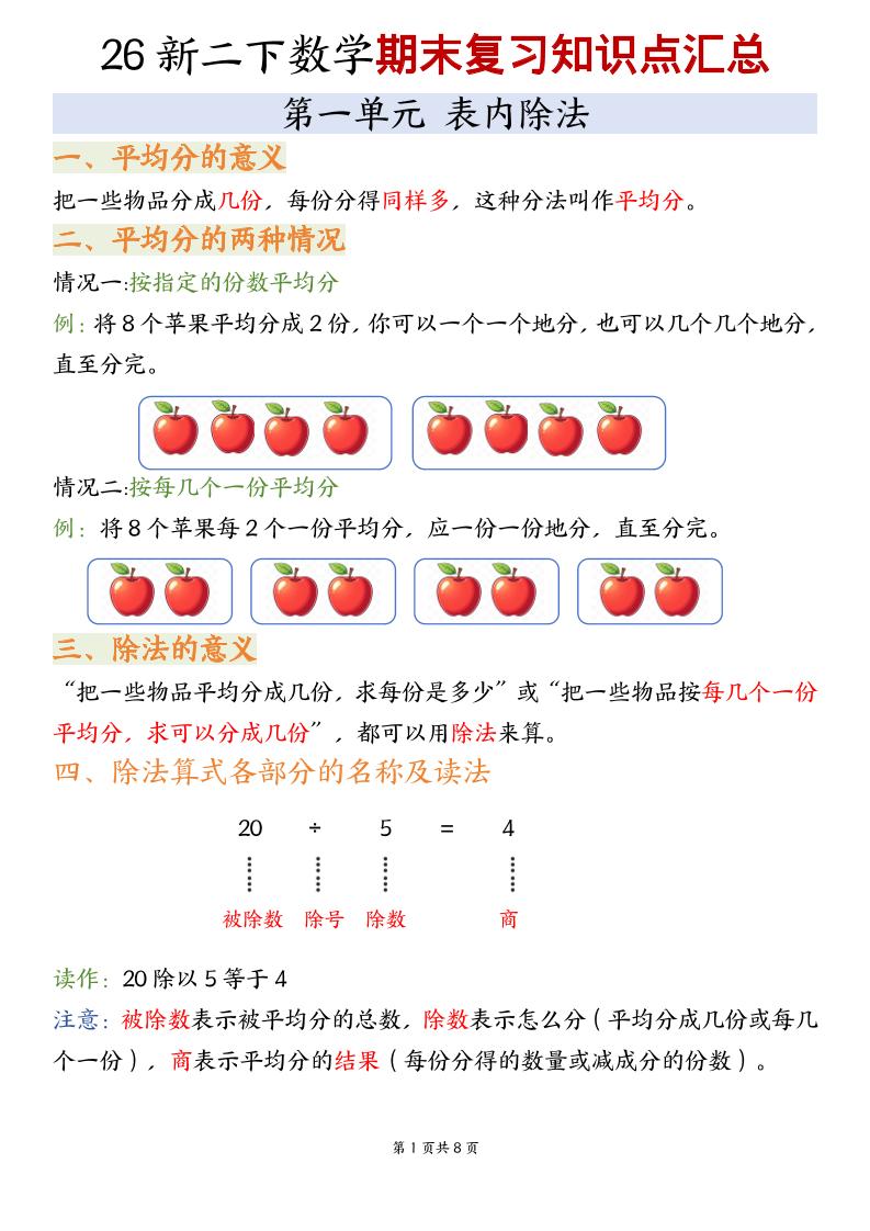 二年级下数学期末复习知识点汇总《沪教版》-卡益网激活码商城