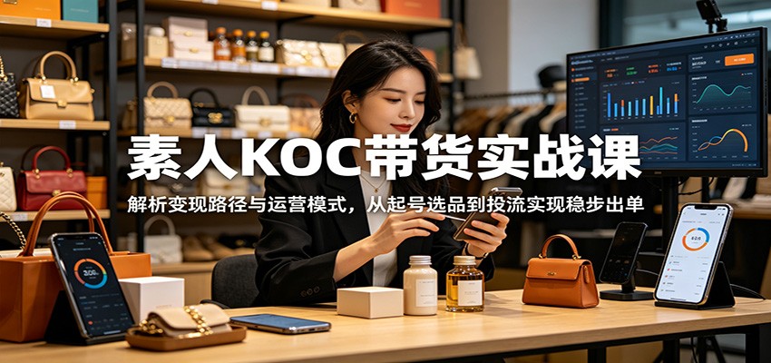 素人KOC带货实战课：解析变现路径与运营模式，从起号选品到投流实现稳步出单-卡益网激活码商城