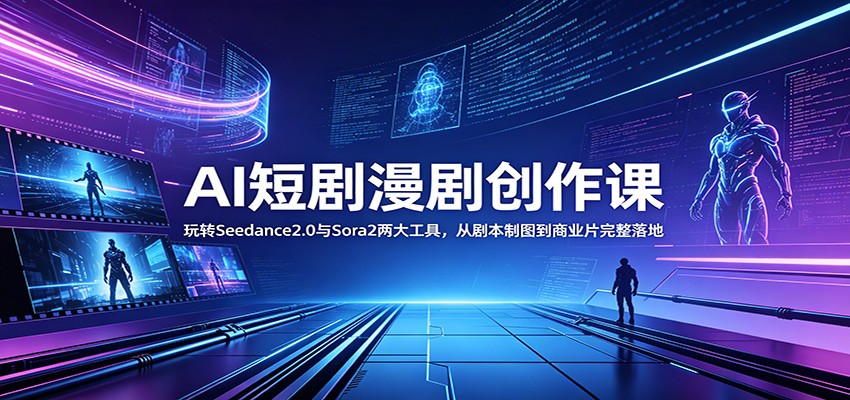 AI短剧漫剧创作课：玩转Seedance2.0与 Sora2两大工具，从剧本制图到商业片完整落地-卡益网激活码商城