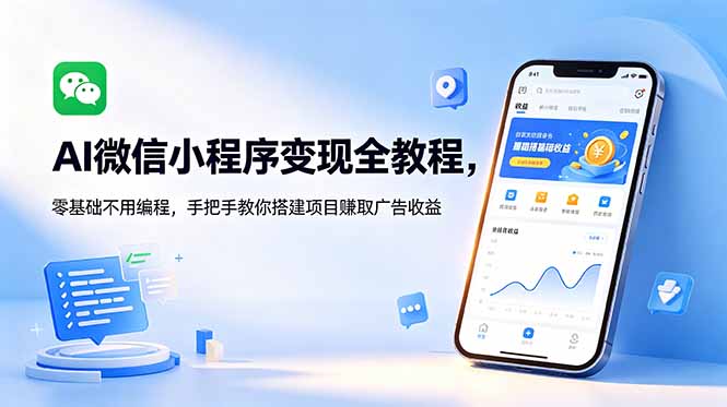 AI微信小程序变现全教程，零基础不用编程，手把手教你搭建项目赚取广告收益-卡益网激活码商城