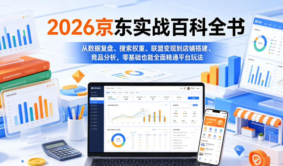 2026京东实战百科全书，从数据复盘、搜索权重、联盟变现到店铺搭建、竞品分析，零基础也能全面精通平台玩法-卡益网激活码商城