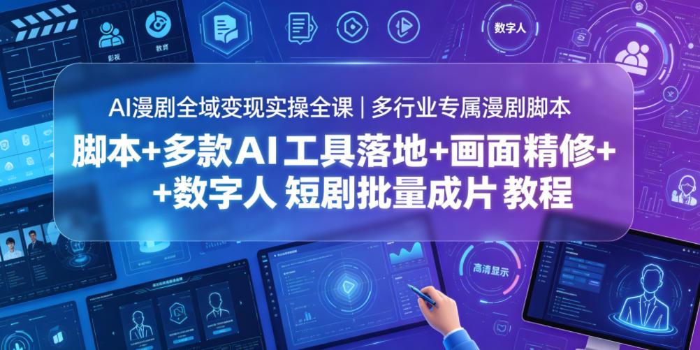 AI漫剧全域变现实操全课｜多行业专属漫剧脚本+多款AI工具落地+画面精修+数字人短剧批量成片全教程-卡益网激活码商城