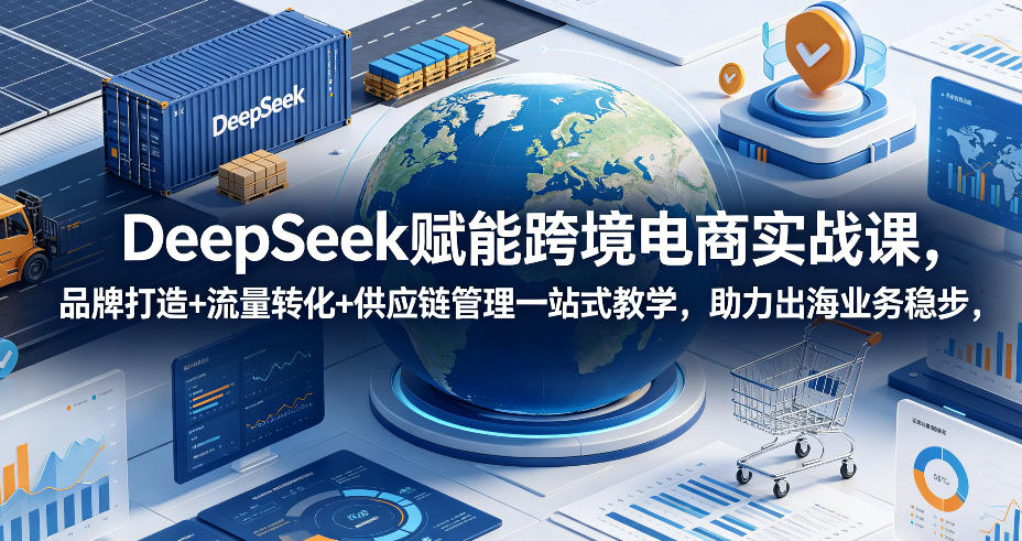 DeepSeek赋能跨境电商实战课，品牌打造+流量转化+供应链管理一站式教学，助力出海业务稳步发展-卡益网激活码商城