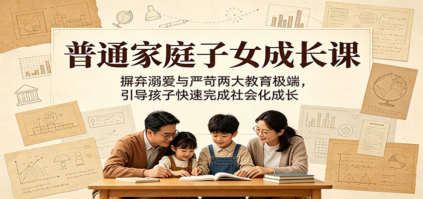 普通家庭子女成长课:摒弃溺爱与严苛两大教育极端,引导孩子快速完成社会化成长-卡益网激活码商城
