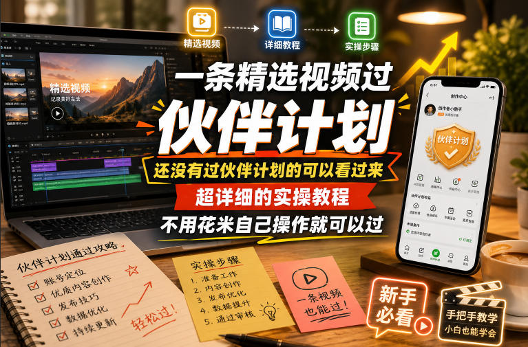 一条精选视频过伙伴计划，还没有过伙伴计划的可以看过来，超详细的实操教程，不用花米自己操作就可以过-卡益网激活码商城