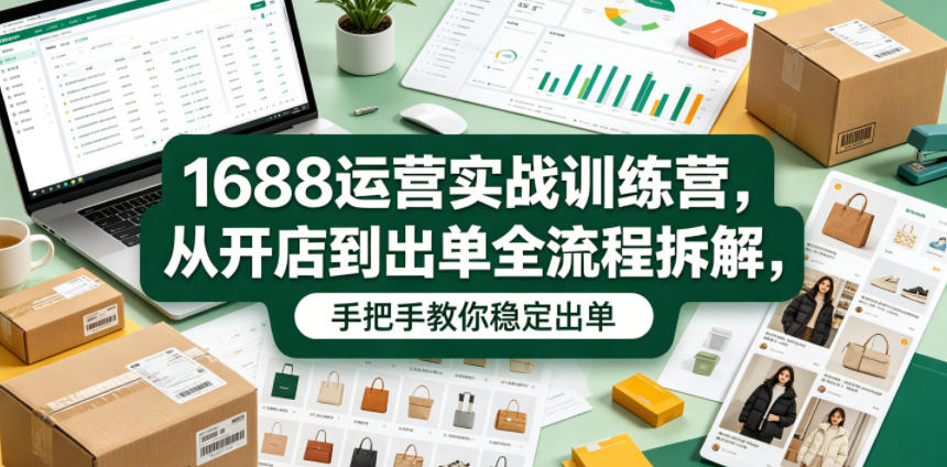 1688运营实战训练营，从开店到出单全流程拆解，手把手教你稳定出单-卡益网激活码商城