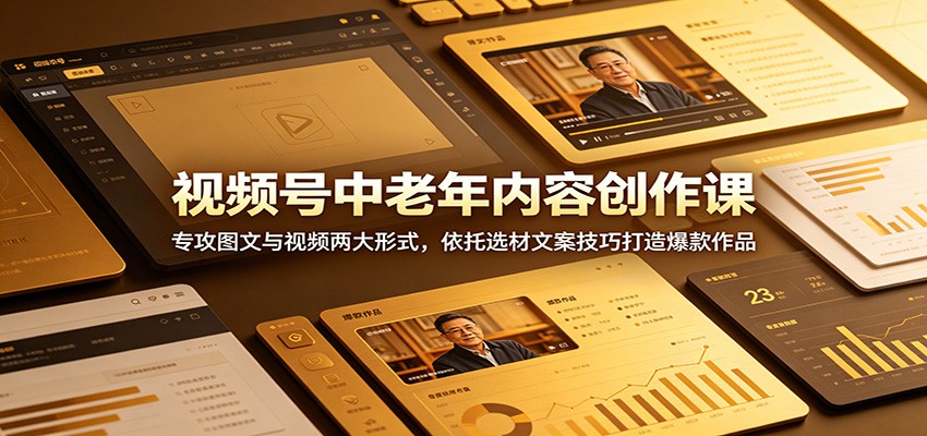 视频号中老年内容创作课:专攻图文与视频两大形式,依托选材文案技巧打造爆款作品-卡益网激活码商城