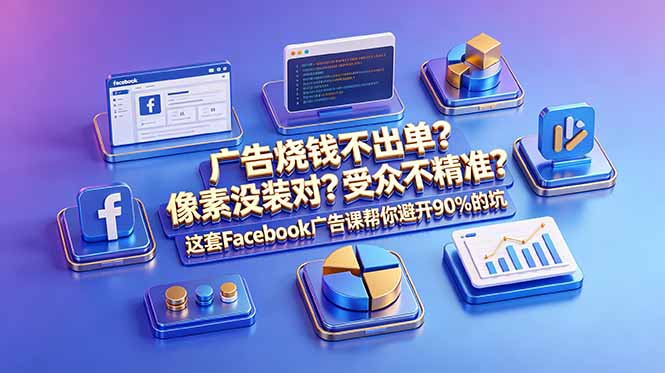 广告烧钱不出单？像素没装对？受众不精准？这套Facebook广告课帮你避开90%的坑-原创双语字幕-卡益网激活码商城