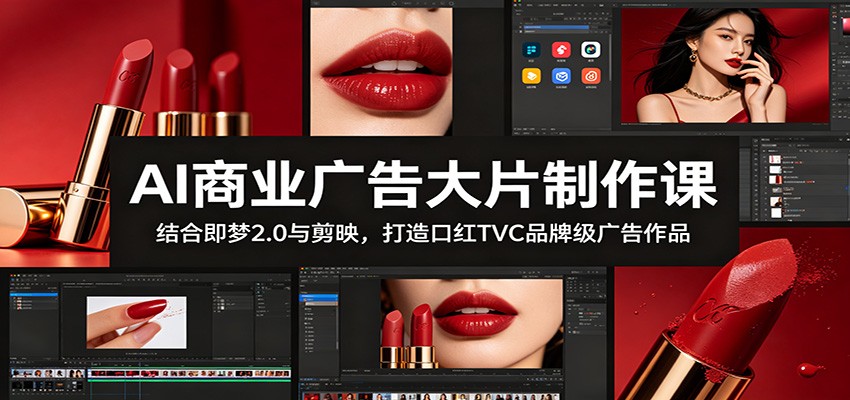 AI商业广告大片制作课:结合即梦2.0与剪映,打造口红TVC品牌级广告作品-卡益网激活码商城