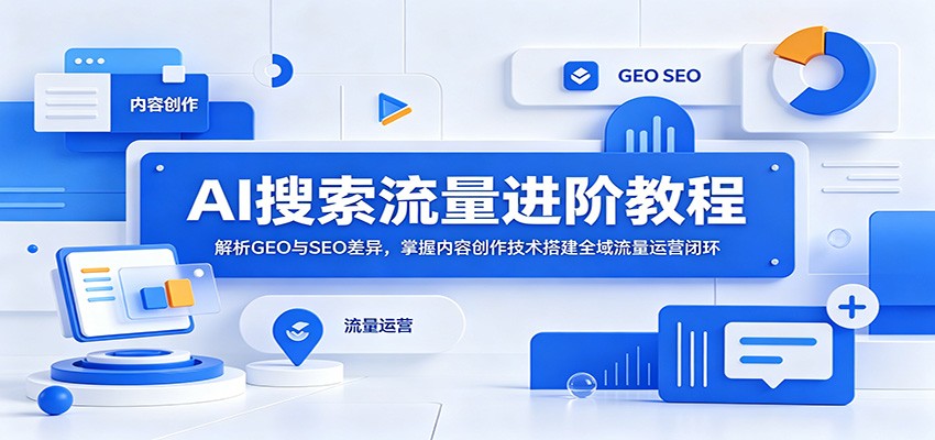 AI搜索流量进阶教程：解析GEO与SEO差异，掌握内容创作技术搭建全域流量运营闭环-卡益网激活码商城