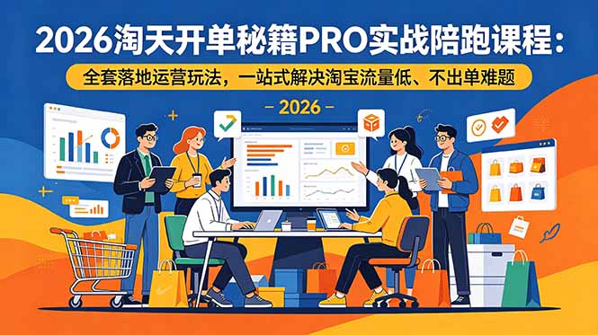 2026淘天开单秘籍PRO实战陪跑课程：全套落地运营玩法，一站式解决淘宝流量低、不出单难题-卡益网激活码商城
