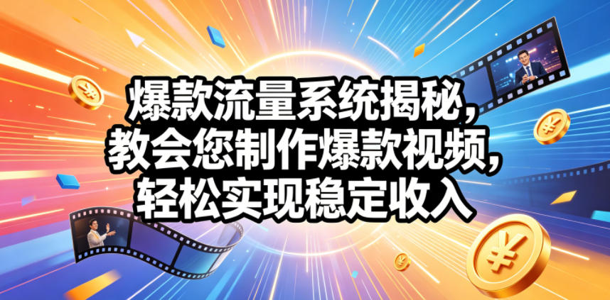爆款流量系统揭秘，教会您制作爆款视频，轻松实现稳定收入【原创双语字幕】-卡益网激活码商城