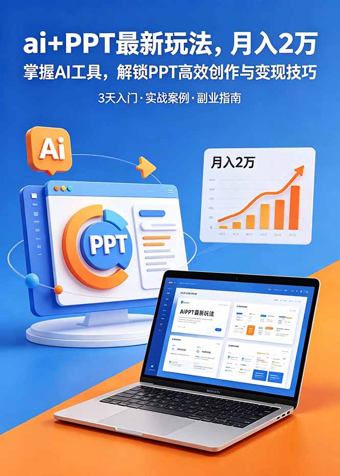ai+PPT最新玩法，月入2万掌握AI工具，解锁PPT高效创作与变现技巧3天入门，实战案例·副业指南-卡益网激活码商城
