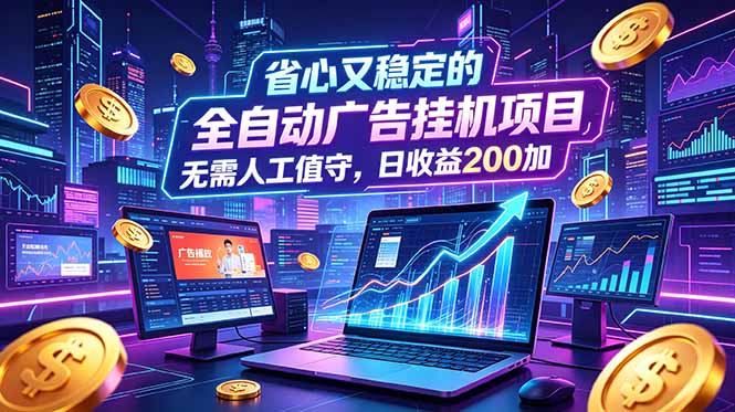 全自动广告挂机项目,全程无需人工值守。稳定创收每日收益200+-卡益网激活码商城