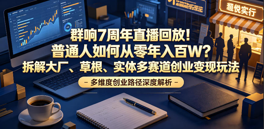 群响7周年直播回放!普通人如何从零年入百W?拆解大厂、草根、实体多赛道创业变现玩法-卡益网激活码商城