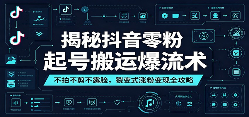 揭秘抖音零粉起号搬运爆流术:不拍不剪不露脸,裂变式涨粉变现全攻略-卡益网激活码商城