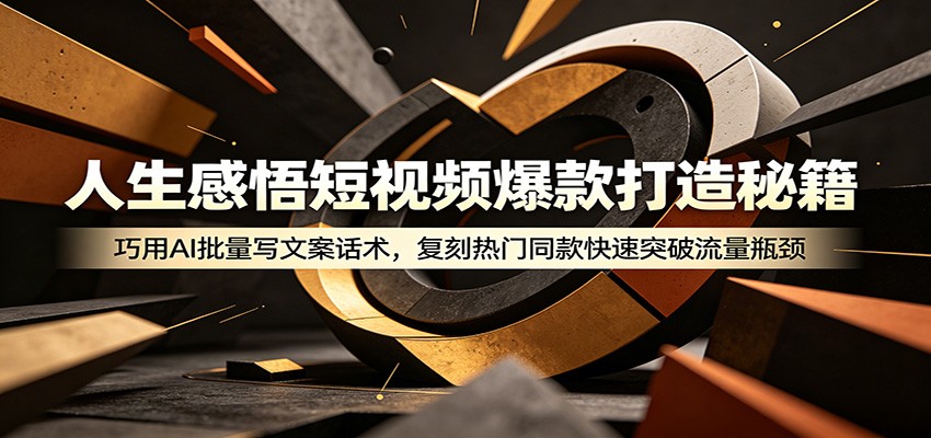 人生感悟短视频爆款打造秘籍:巧用A 批量写文案话术,复刻热门同款快速突破流量瓶颈-卡益网激活码商城